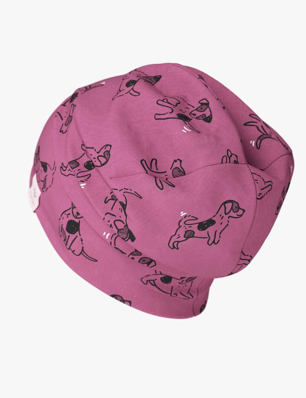 Cotton Beanie Hat With Folds DARGO - Pink Dogs