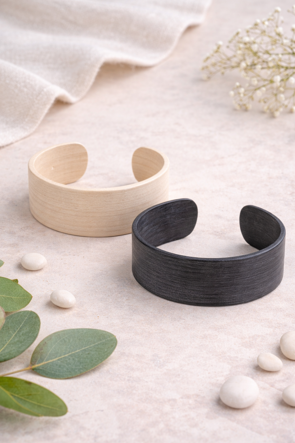 Nordic Light Cuff Set – Minimalist Wooden Bracelet Stack for Women