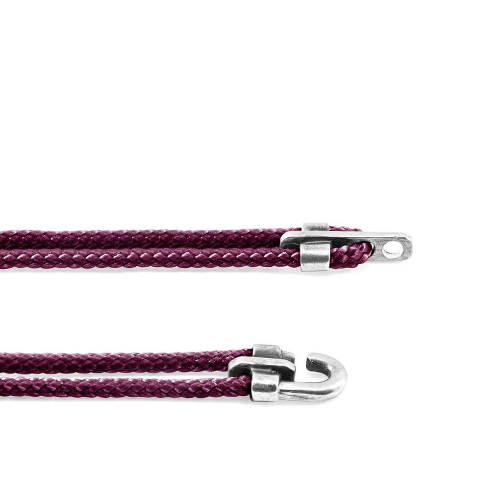 Canterbury Silver and Rope Bracelet - Aubergine Purple