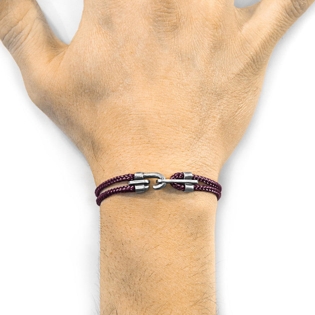 Canterbury Silver and Rope Bracelet - Aubergine Purple