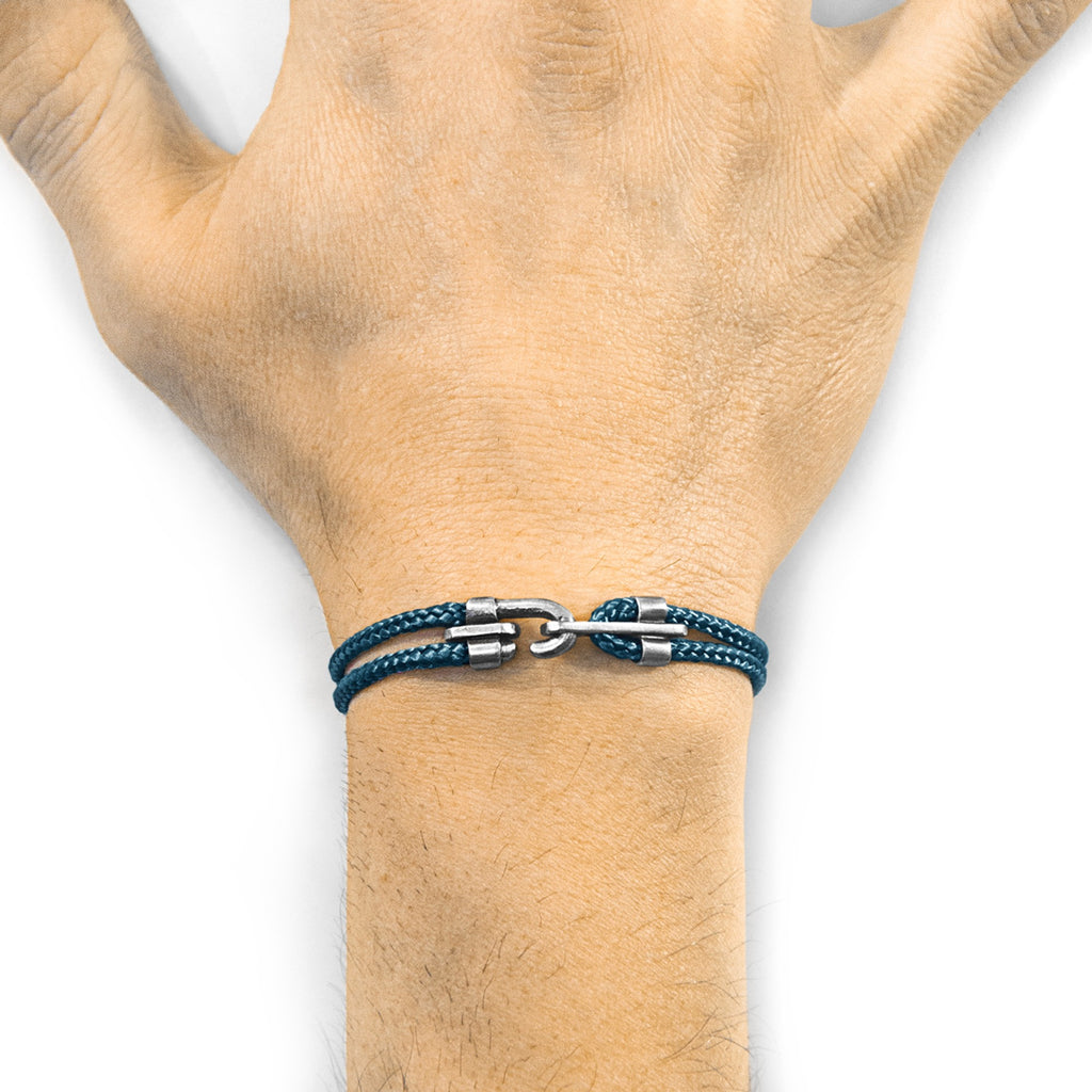 Canterbury Silver and Rope Bracelet - Ocean Blue