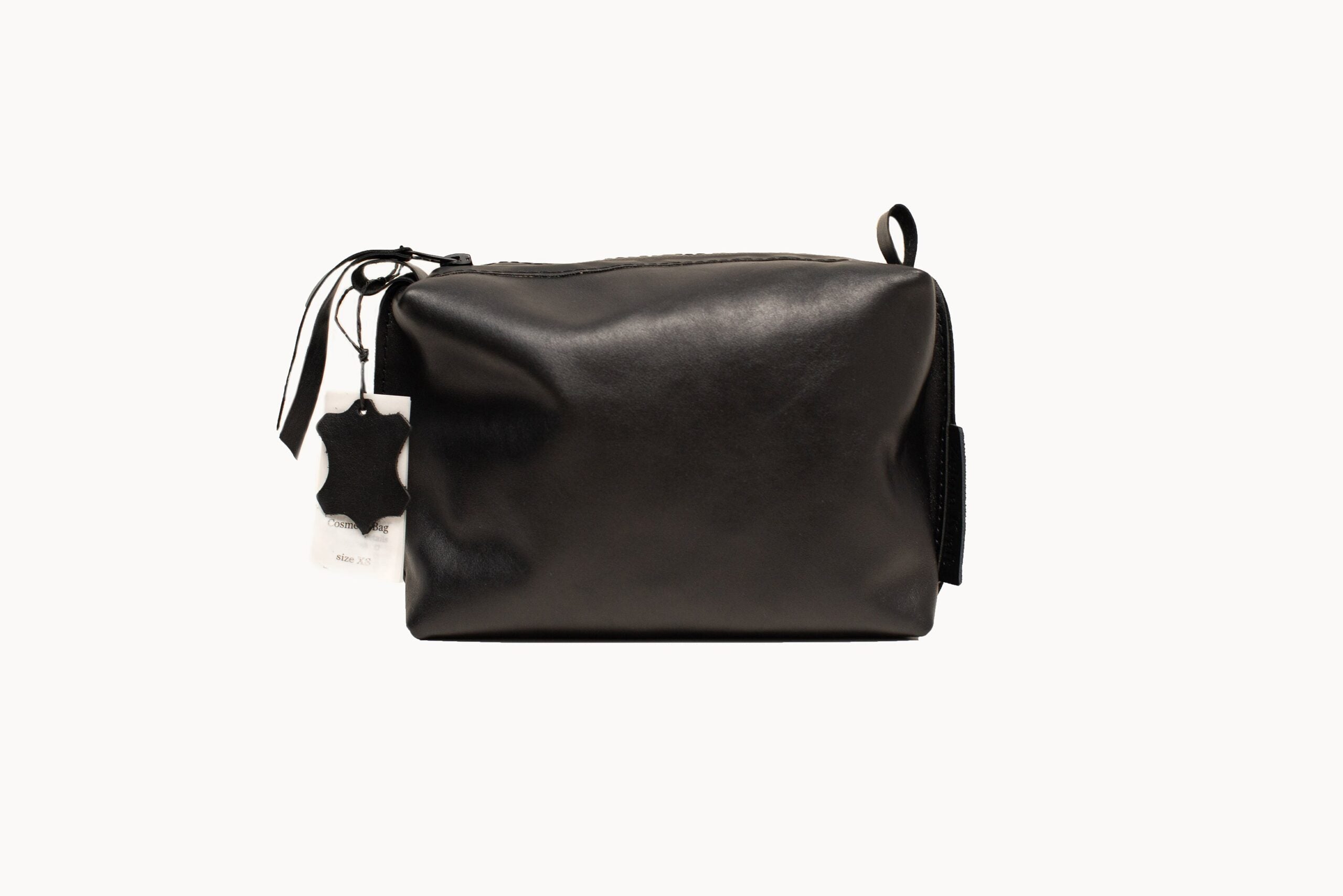 Leather Cosmetic Bag, Black - Medium