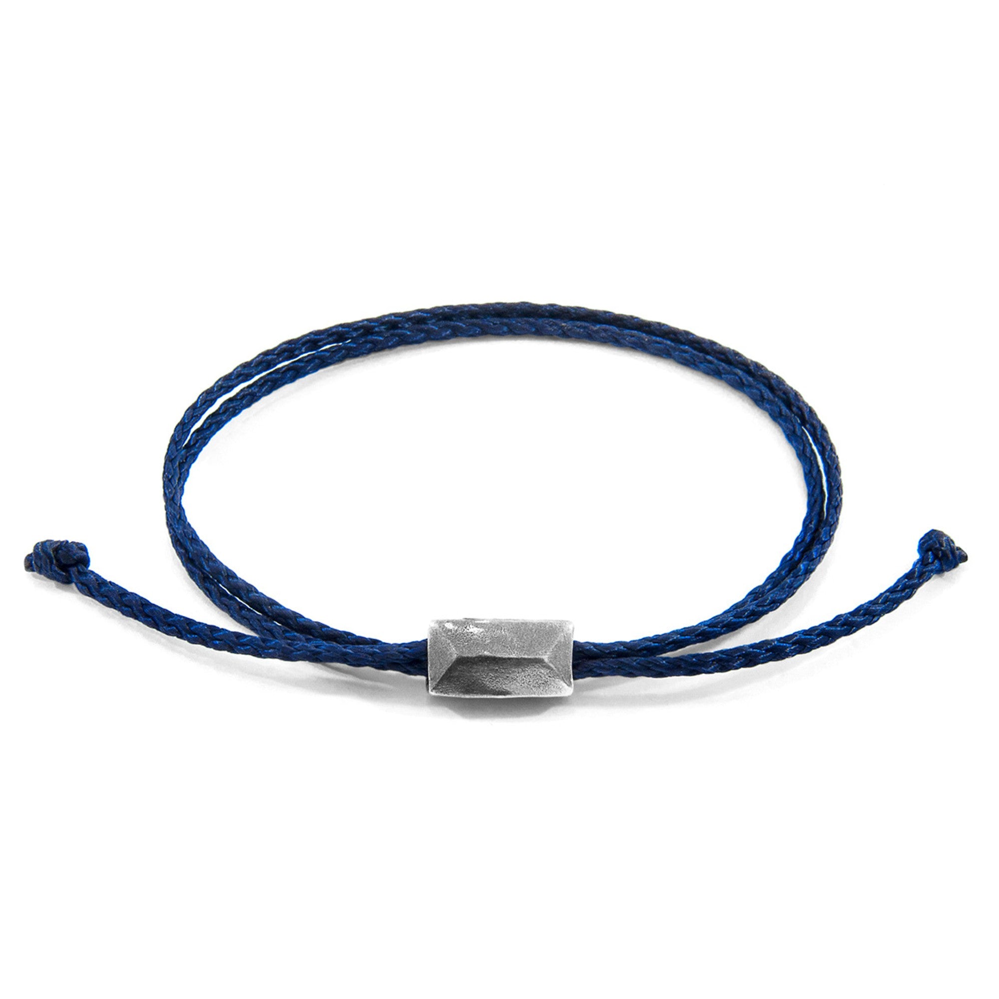 Edward Silver and Rope SKINNY Bracelet - Navy Blue