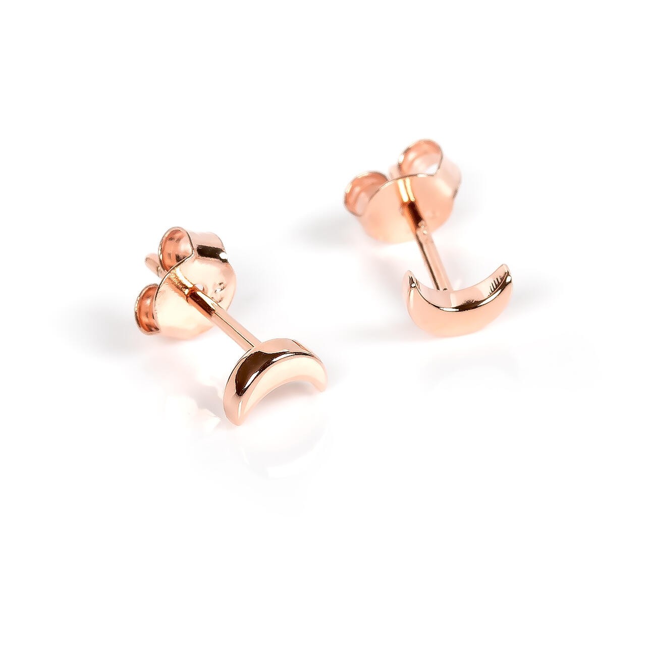 Half Moon Earrings - Rose Gold and Silver
