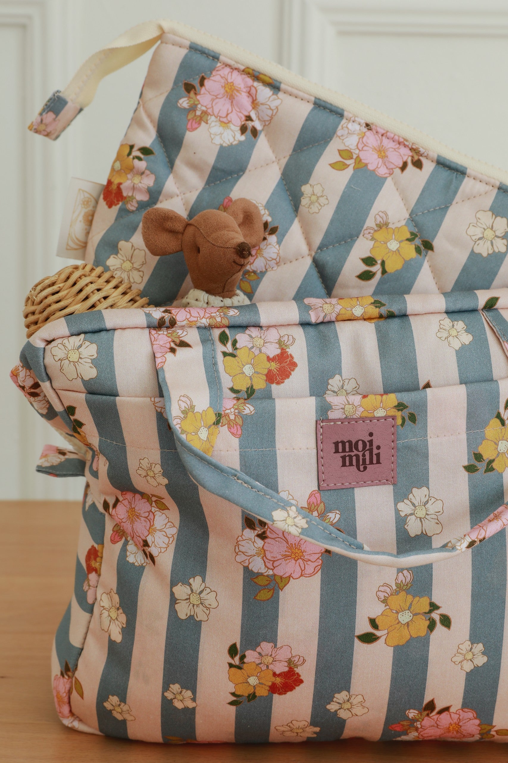 Make-Up Bag Set of 2 - Blue Stripes