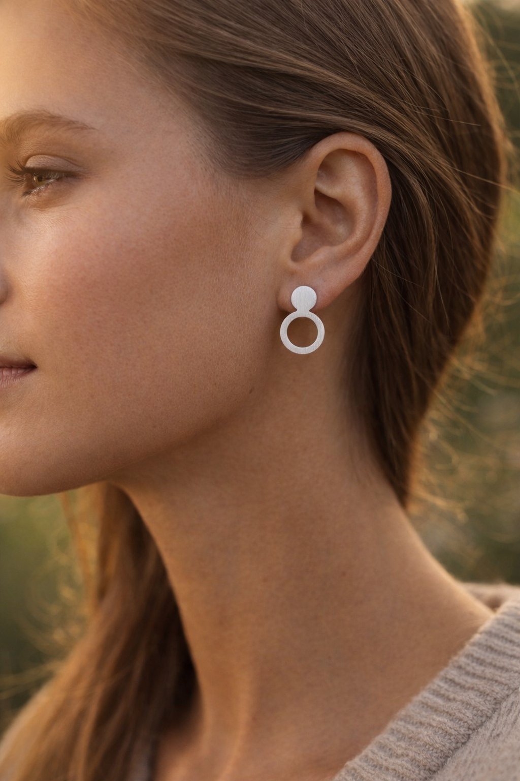 Nordic minimalist earrings for women by Lentsius, elegant everyday jewelry set