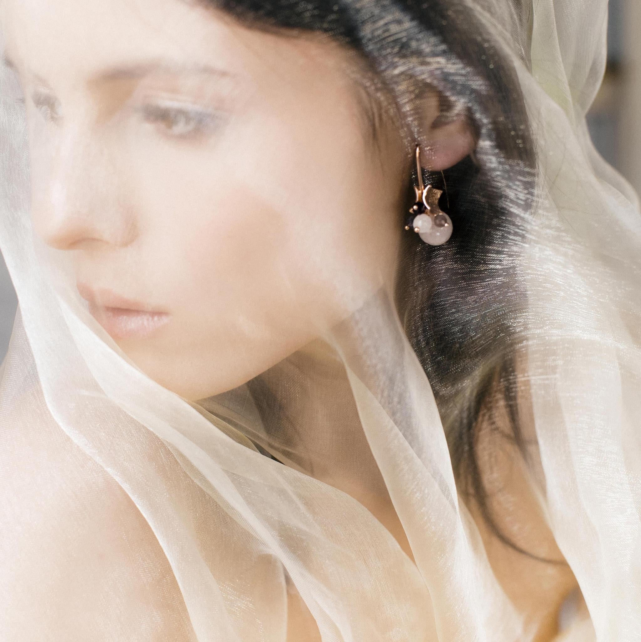 Richie Black Earrings - Rose Gold and Silver