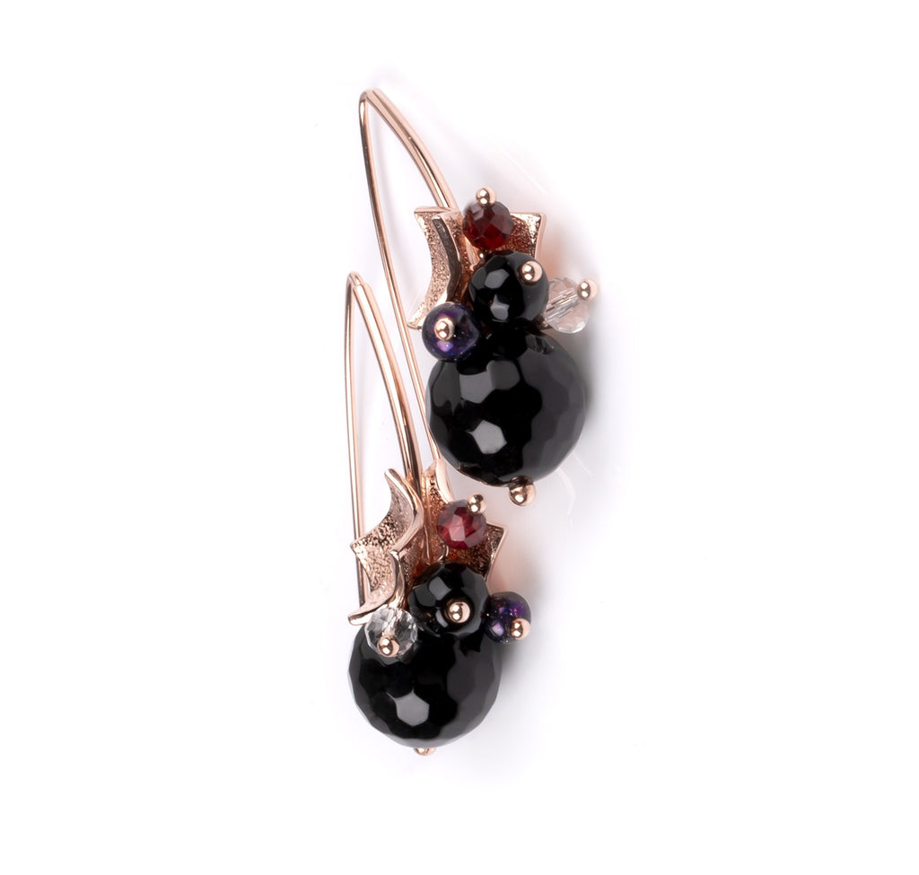 Richie Black Earrings - Rose Gold and Silver