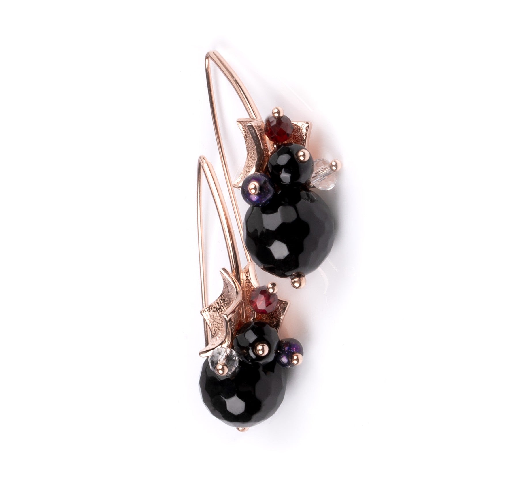 Richie Black Earrings - Rose Gold and Silver