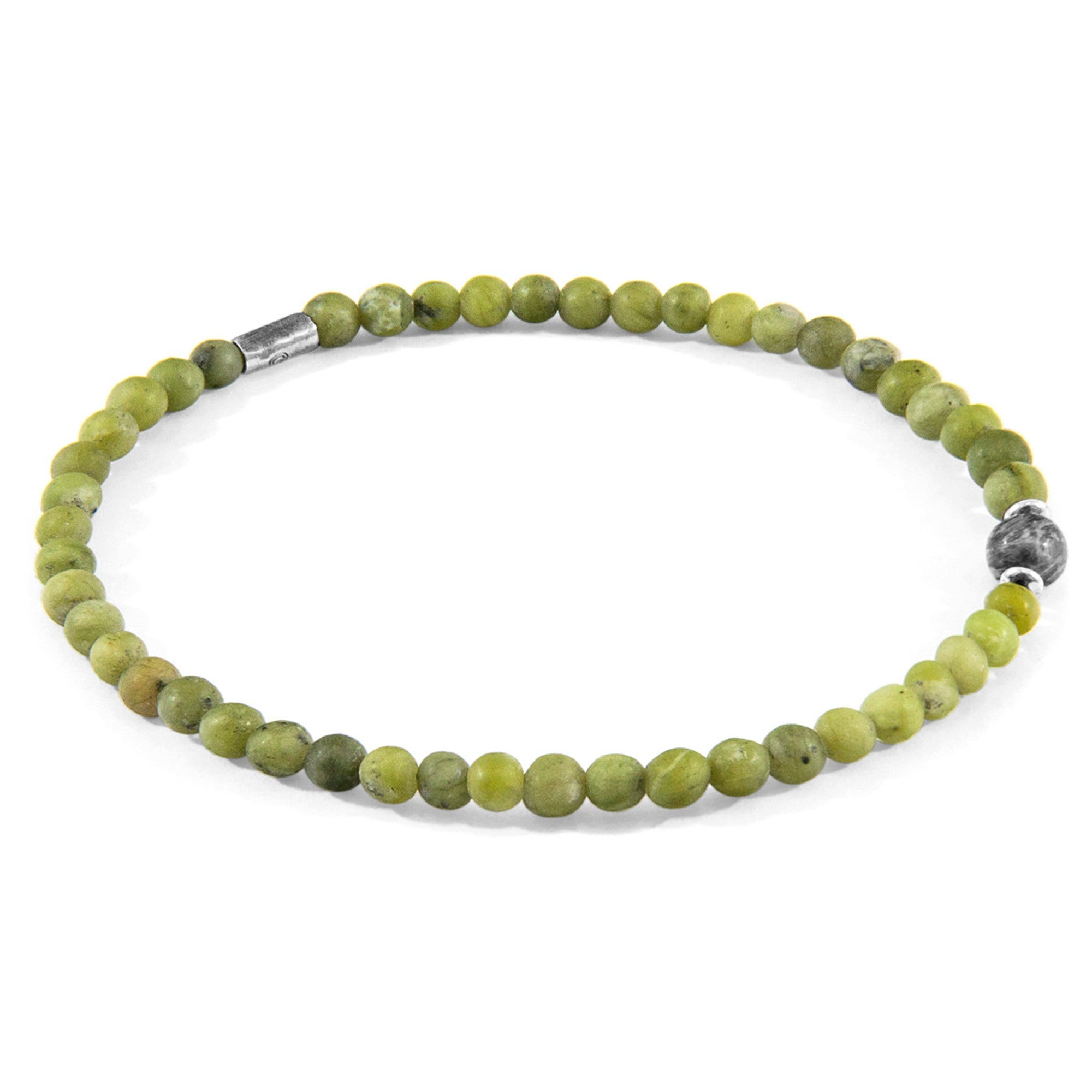 Walter Silver and Stone SKINNY Bracelet - Green Jade and Grey Jasper